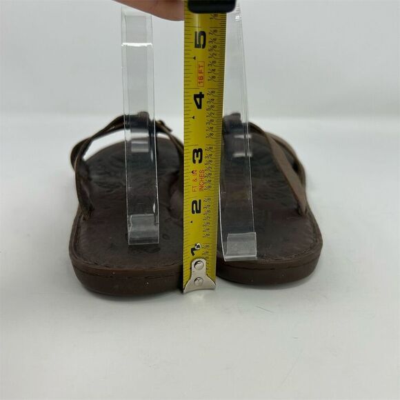 Born Women's Boho Brown Leather Slip-On Thong Sandals Size 10M with Harness Ring - Picture 8 of 13